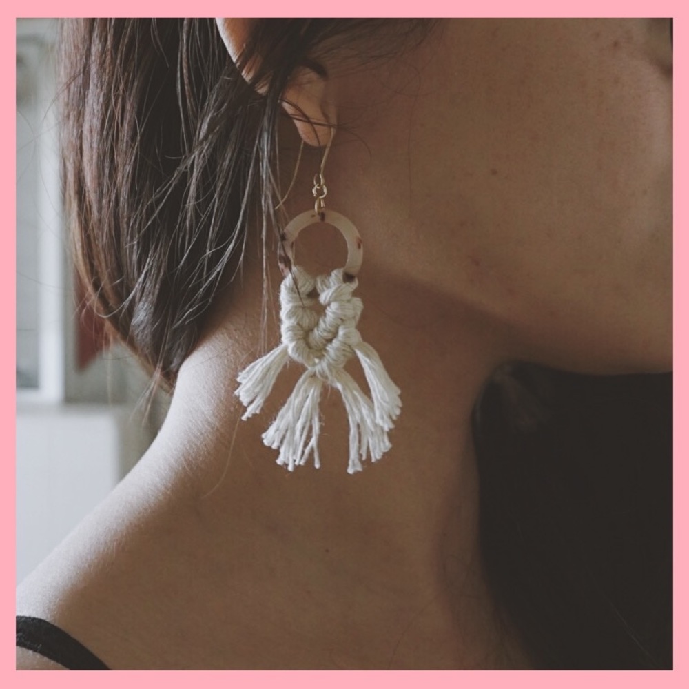 Macrame Minimalist Acetate Tortoiseshell Earrings